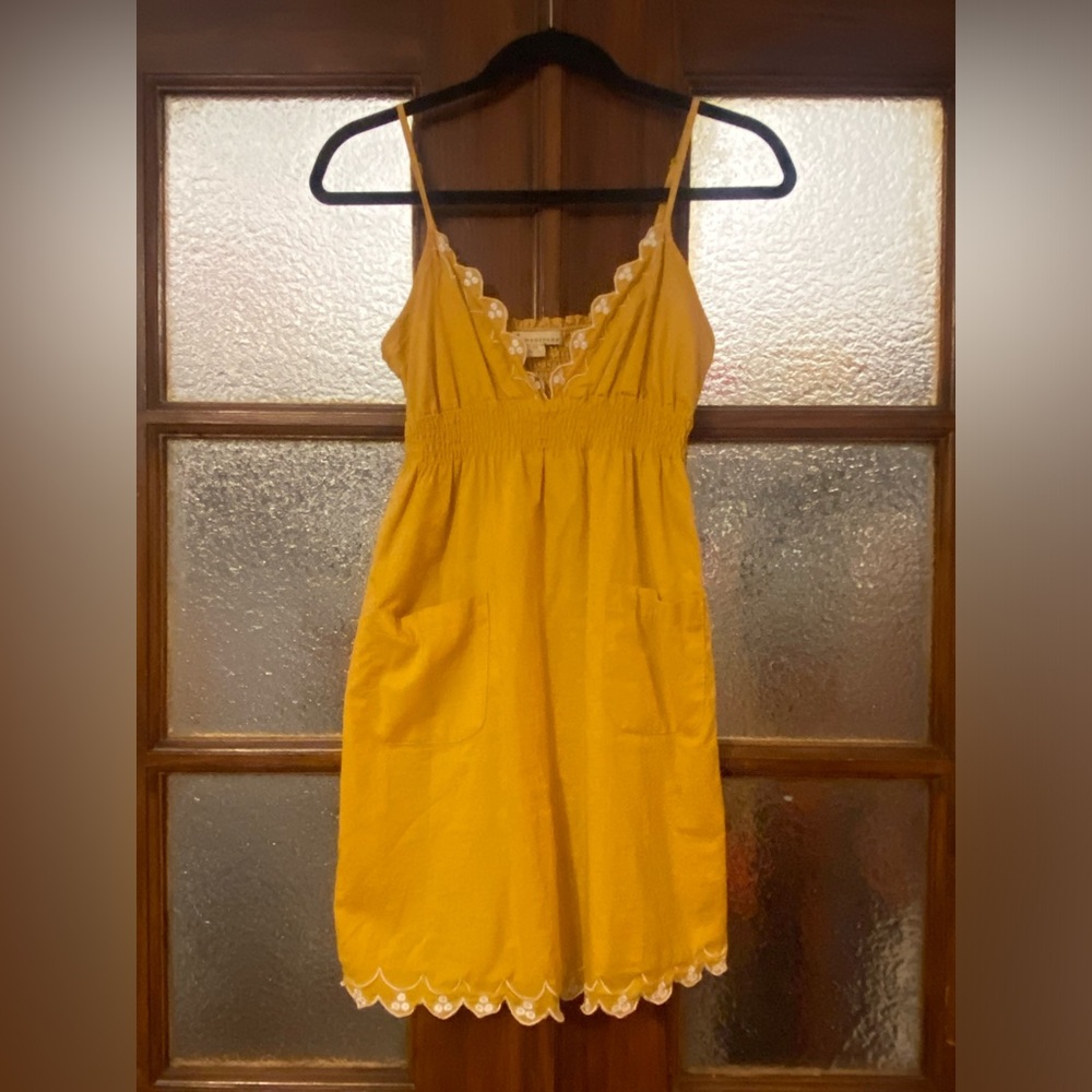 Cute Summer Mustard Yellow Sun Dress, Size S